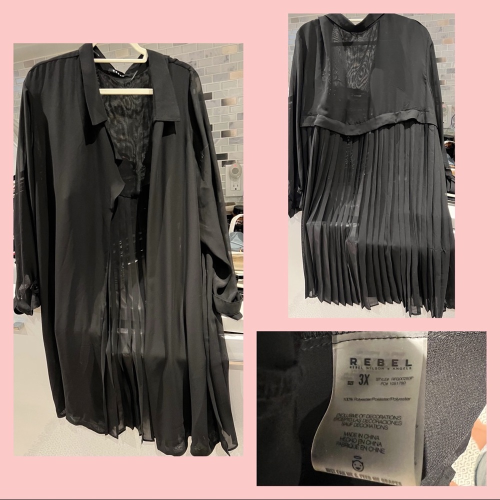 rebels Black Sheer Pleated Women's Top
